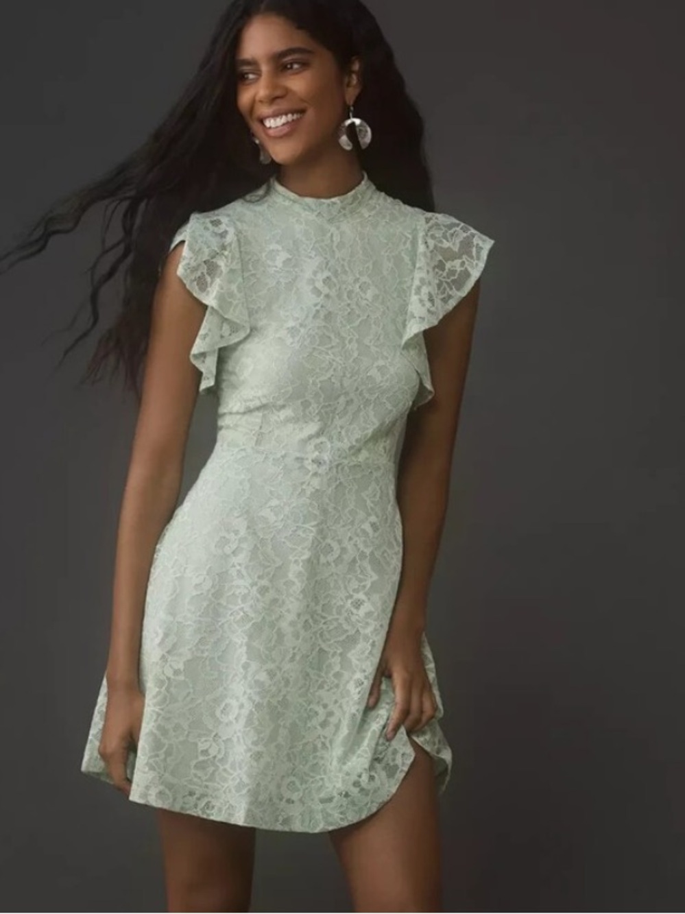 Anthropologie Maeve Green Lace Dress